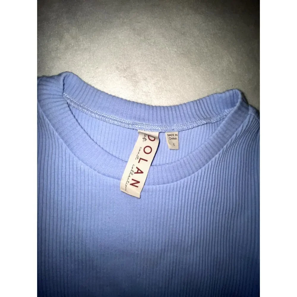 DOLAN Left Coast Blue Puff Sleeve Blouse Size Small - Picture 3 of 5